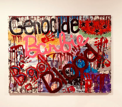 Genocide Barbie Original Mixed Media Art Piece on Canvas