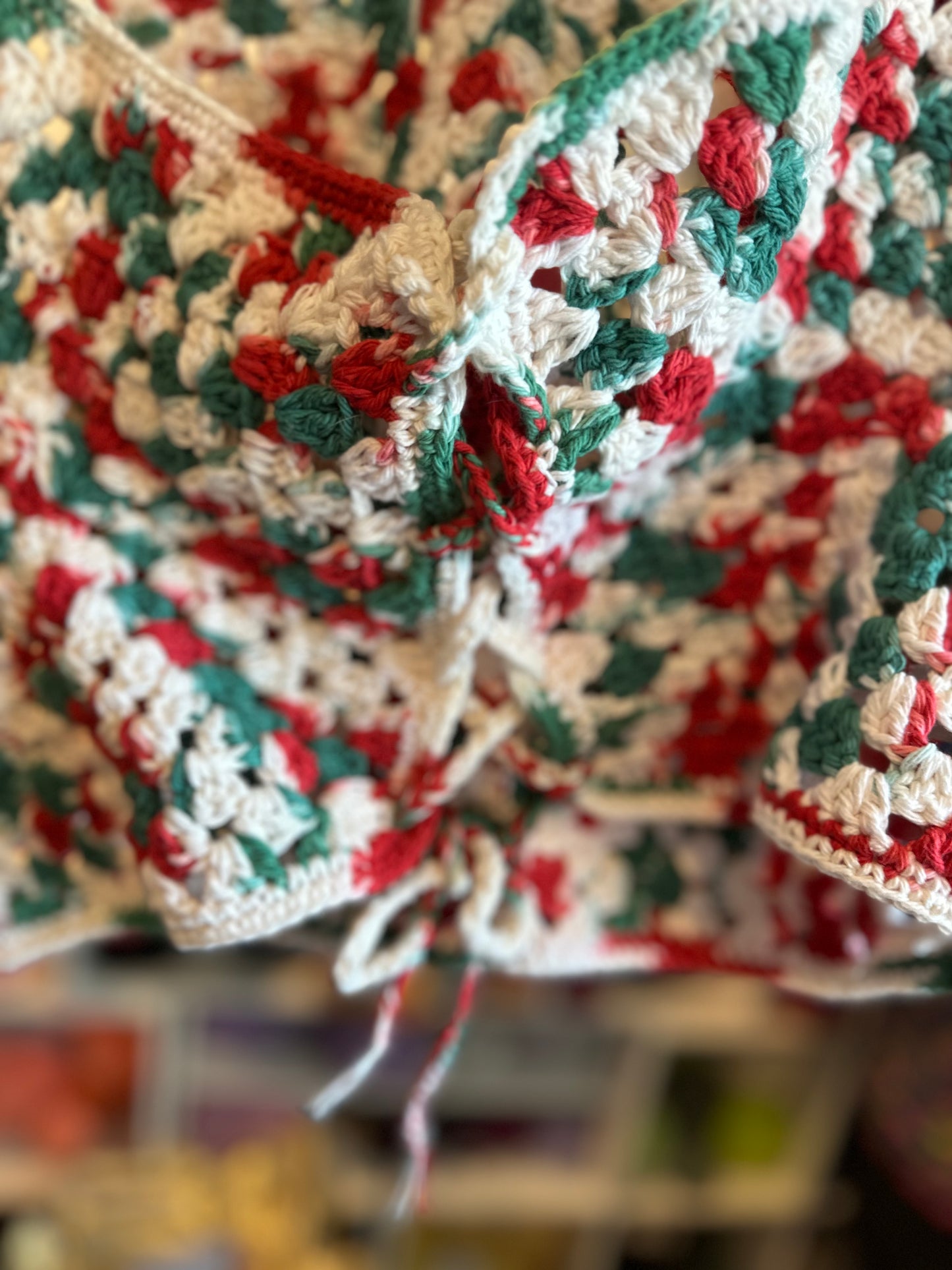 Red White and Green Crochet Vest